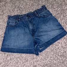 Sincerely Jules Denim Paperbag Waist Shorts Blue Size 7 28 Cuffed