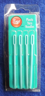 4pc Blue Plastic Yarn Needles Size 3'' Long Wright's Boye Large Eye NIP