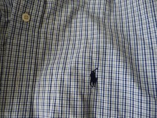 Polo Ralph Lauren Shirt Men Large Blue White Plaid Button Long Sleeve Pony Blake