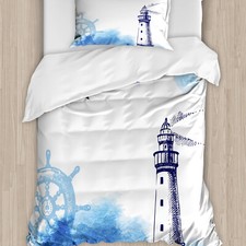 Leuchtturm Bettwäsche Set Handdrawn Kunst Anker