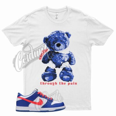 White SMILE Shirt for N Dunk Low Bright Crimson Game Royal Black Infrared