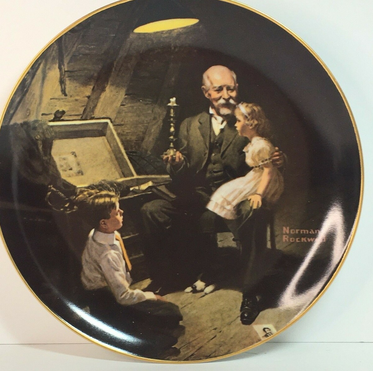 Norman Rockwell Plate GRANDPA'S TREASURE CHEST Edwin M Knowles