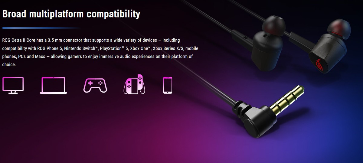 ASUS ROG CETRA CORE ブラック ROG Cetra II Core Gaming Headphones | In-ear headphone