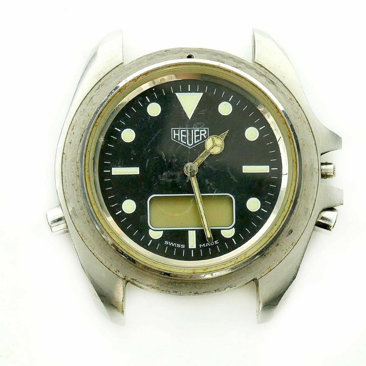 HEUER DIVER 980.024 BLACK DIAL STAINLESS STEEL CASE FOR PARTS OR