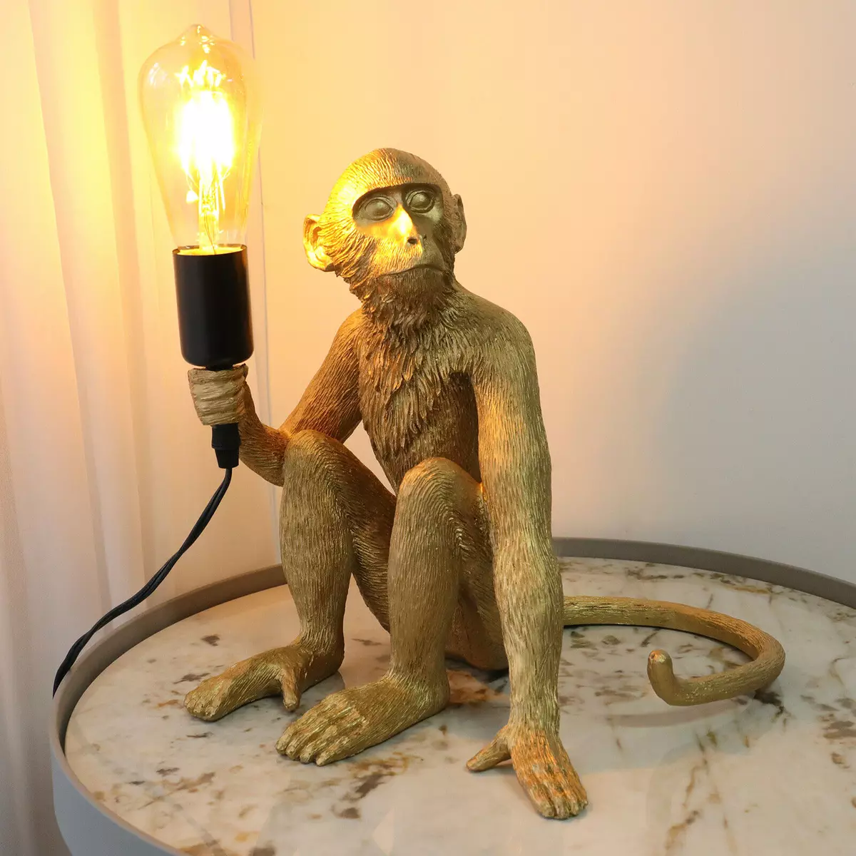 Gold Monkey Table Lamp Desk Light Bedroom Study Office Decor