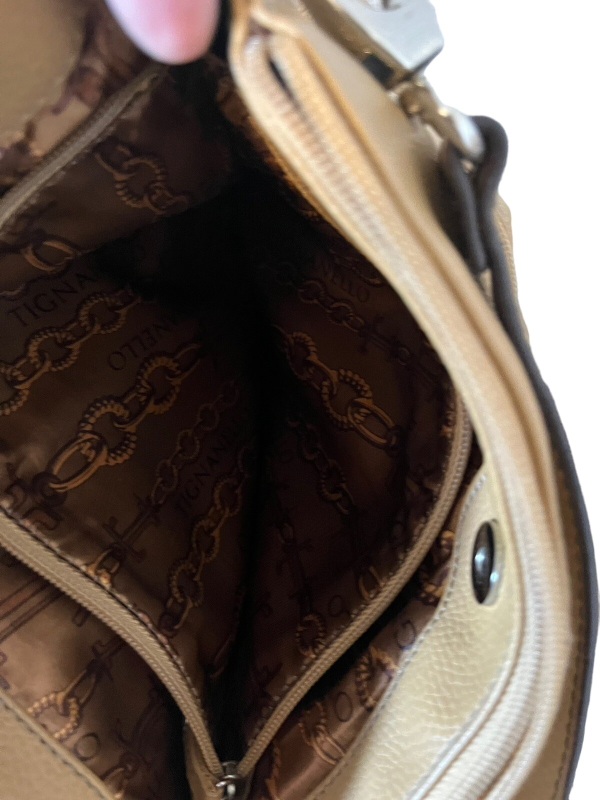 Tignanello Beige Multipocket Soft Pebbled Leather… - image 6