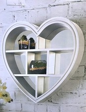 WHITE HEART MIRROR SHELF 6 SECTIONS DECORATIVE WALL SHELF WALL MIRROR BEST GIFT