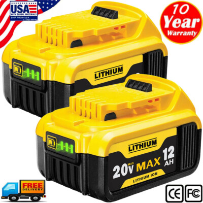 2PACK 12.0AH For DEWAL DCB206-2 20V Li-Ion 12.0Ah Battery DCB205-2 DCB200 Power