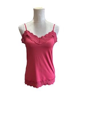White House Black Market Lace Trim Cami Tank Top Y2K Office Siren Corp Core Sz M