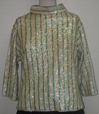Vintage 1950s/1960s Top Metallic Sequined Wool Beige/Green Lined Hong Kong.