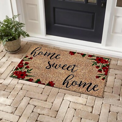 Bibb Home Coir Outdoor Printed Door Mat 18 Inches x30 Inches