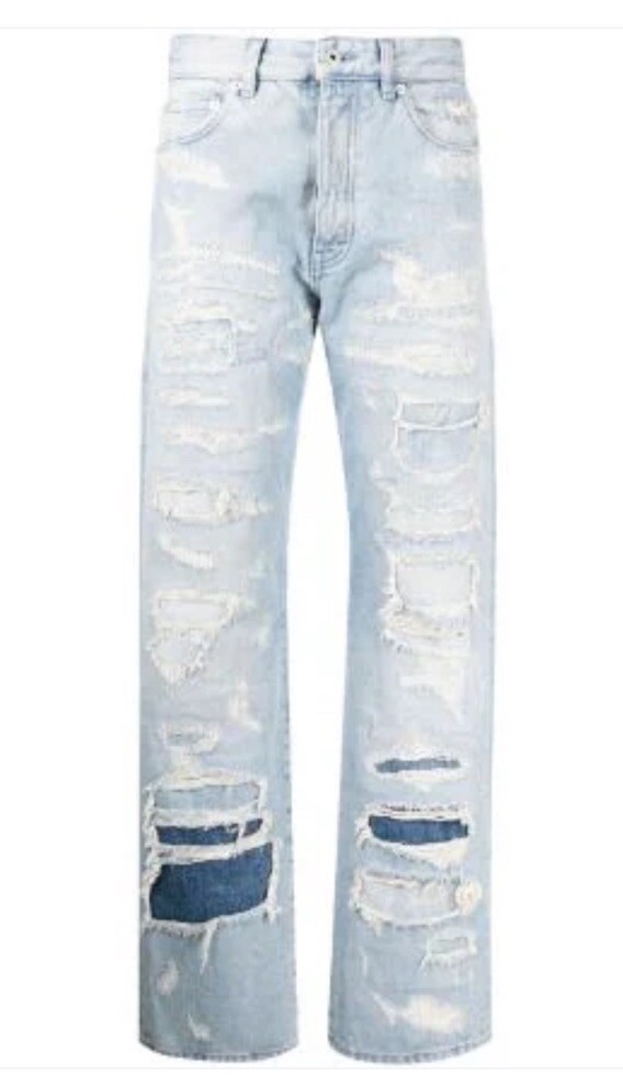 HERON PRESTON Distressed Vintage Blue Jeans Size XXS (26) GENUINE