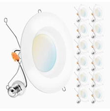 12 Pack Retrofit LED Recessed Lighting 6 inch 2700K/ 3000K/3500K/4000K/5000K