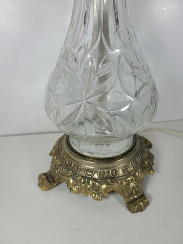 Vintage Large 36” Heavy Solid Brass Lead Crystal Touch Table Lamp (read desc.) - Picture 2 of 12