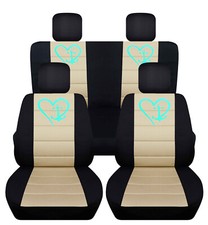 Custom Fit Suv Seat Covers Anchor Heart Blk-beige Fits Jk Wrangler 2dr 2007-2018 Custom Fit Suv Seat Covers Anchor Heart Blk-beige Fits Jk Wrangler 2dr 2007-2018