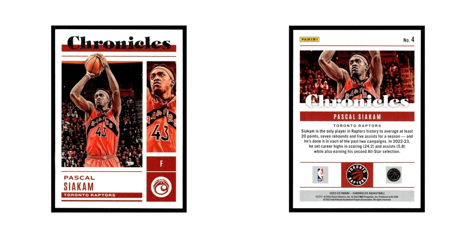 Pascal Siakam 2022 Panini Chronicles #4 Toronto Raptors Basketball Card NM - Image 3 of 3