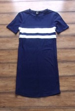 FOREVER 21 ~ Size S ~ VINTAGE VARSITY STRIPE Cotton Stretch T-Shirt Dress a13