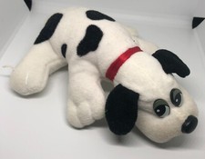 VINTAGE 1985 TONKA POUND PUPPIES, WHITE Black 8" LONG DOG PUPPY