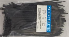 6  Black Nylon Cable Tie Zip Heavy Duty Plastic Wire - Pack of 100pcs