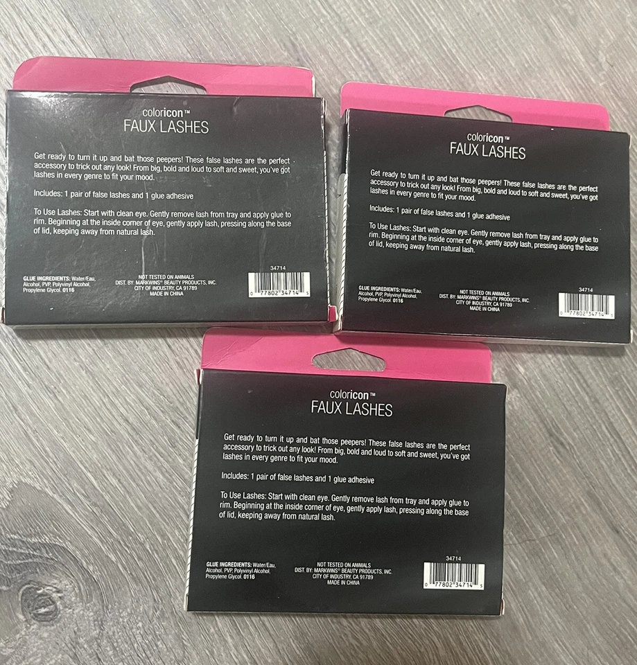 Wet n Wild Coloricon pestañas sintéticas edición limitada 34714 pestañas-LA-Reed lote de 3 Foto 2 de 2