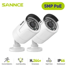 SANNCE 2PCS 5MP POE Security Camera Audio Mic Outdoor Video Night for N98PBD NVR