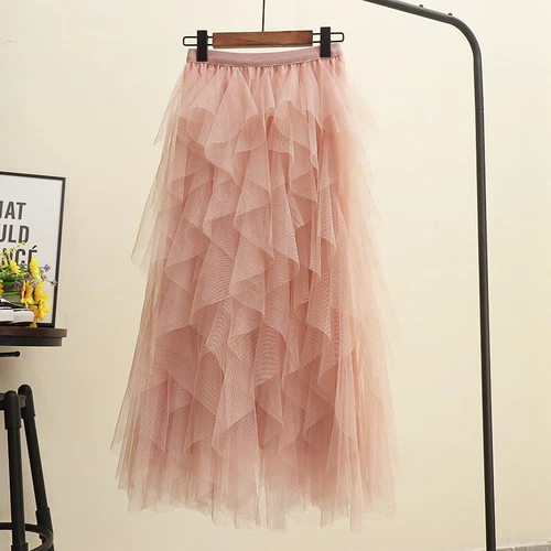 Sommer Damen Tüllrock Elegant Elastische Taille Fee Lang A-Linie Tutu Röcke - Bild 21 von 39