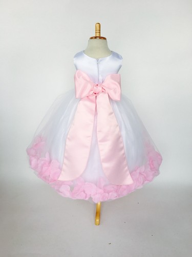 Flower Girl Dress Bridesmaid White Rose Petal Birthday Recital Pageant Easter 24 - 第 160/177 張圖片