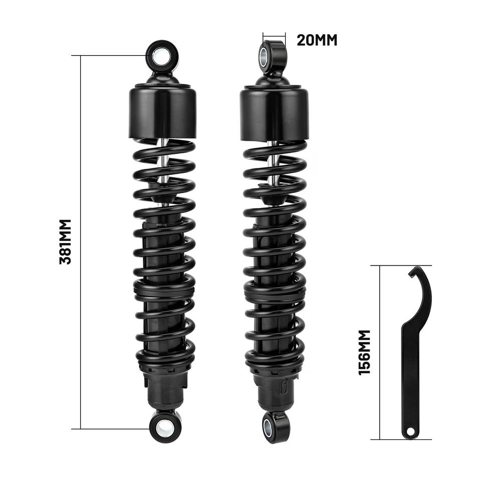 Pair 15" Rear Shocks Absorber For Harley Sportster XL 1200 883 Iron Custom 48 72 - Image 2 of 4