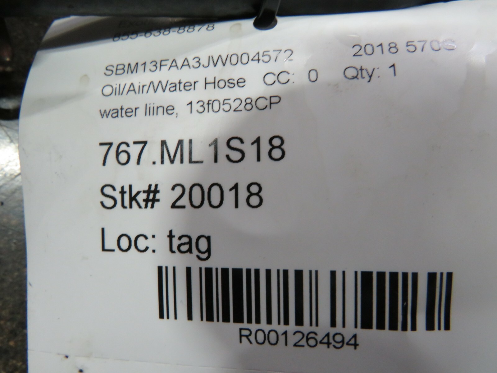 McLaren 570S, Water Line, Used, P/N 13f0528CP