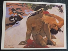 vtg postcard art Gauguin are you jealous  aha oe feii painting unposted