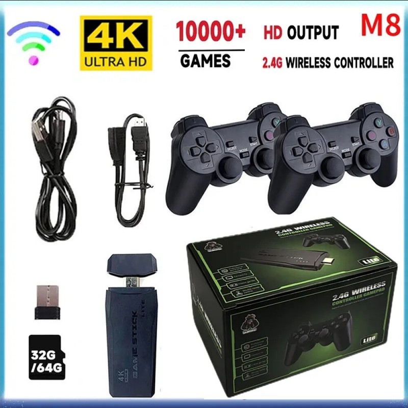 20000+ 64G Retro Games Video Game Console TV Stick 4K HDMI Wireless Controller