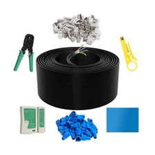 Cat6 Outdoor Ethernet Cable 1000 FT with Tool Kit, Heavy Duty Network Interne...