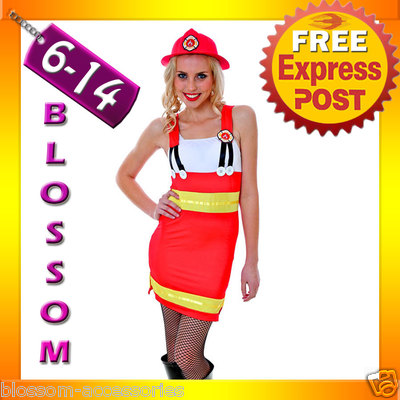 J81 Ladies Fire Fighter Fireman Outfit Fancy Dress Night Party Costume &  Helmet | eBay