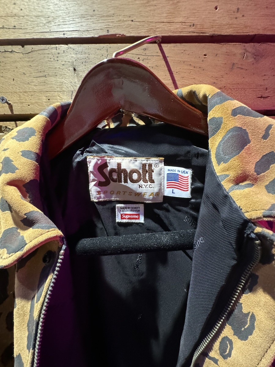 Supreme Schott Suede A-2 Cheetah Sサイズ Supreme Schott Suede A-2 jacket Cheetah 2018ss SZ Large Rare