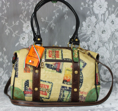 Marino Orlandi Italy, Postcard Croc Embossed Leather Handbag  display picture 3