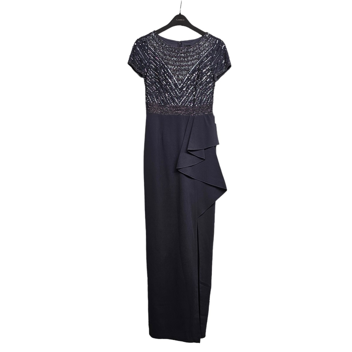 Adrianna Papell Dress Purple UK Embellished Slit Hem Maxi Gown Party  Evening