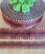 7/8  1.5" 1 YD Tiger Print Grosgrain Ribbon Animal Cat Tiger Stripes Jungle