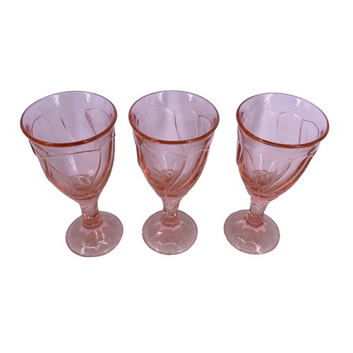 Vintage Noritake Set of 3 Wine Goblets Sweet Swirl Peach 6-3/4 Inch Tall - Picture 5 of 15