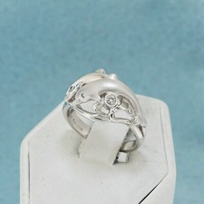 14K White Gold Over Dolphin Curved 0.25Ct Diamond Lab-Created Ring Surprise Gift