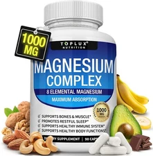 Magnesium Complex 1000mg,  8 Elemental Magnesium, Gluten Free- Non-GMO