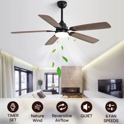 SOFUCOR 52in Ceiling Fan with LED Light & Remote Indoor/Outdoor Reversiblel Ceiling Fans