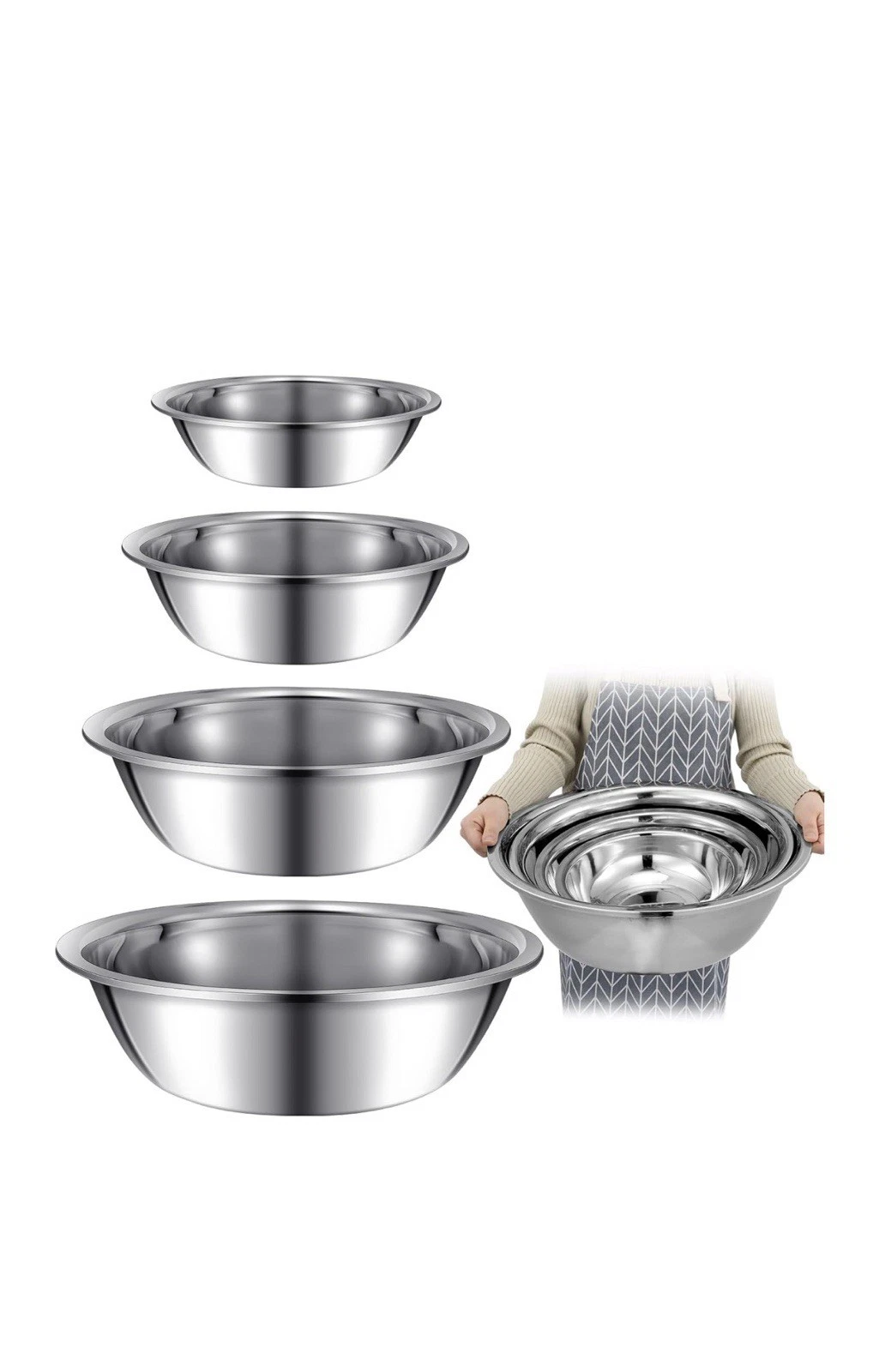 Set of 4 Large Mixing Bowls Set Stainless Steel 4, 8, 13 and 16 Quart Oversized
Opens in a new windo