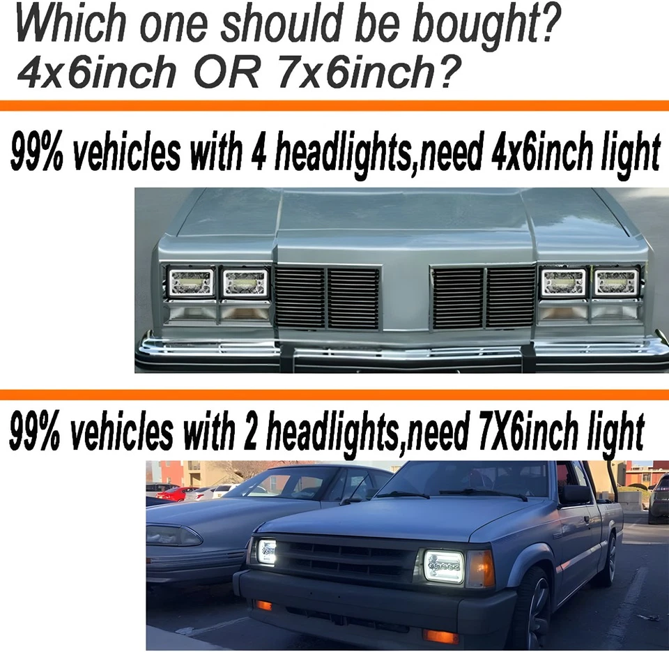 Faros LED 4x6" haz sellado alto/bajo DRL para Chevrolet Caprice 1977-1986 4 piezas Foto 4 de 4