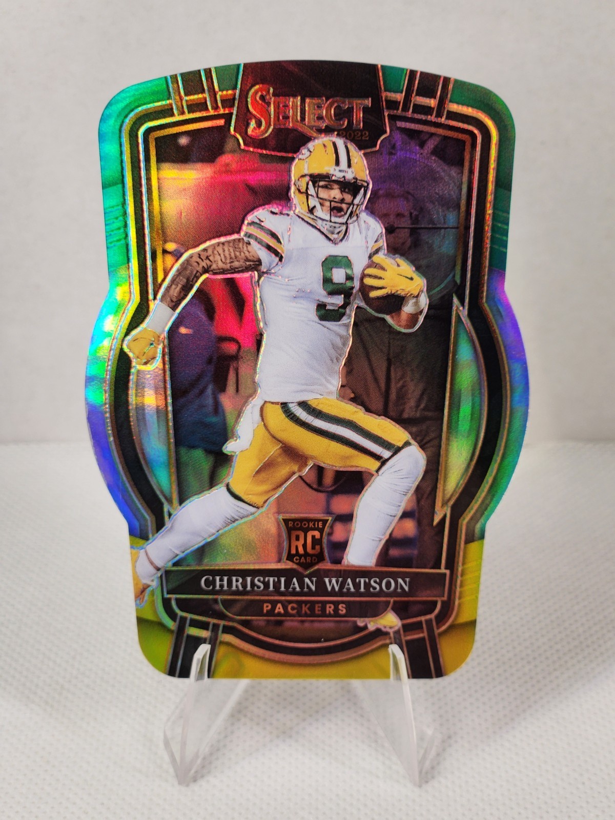 2022 Panini Select Club Level Christian Watson Rookie #265 Green & Yellow Prizm