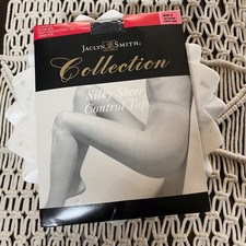 Vintage Jaclyn Smith Pantyhose Size B Jet Black Control Top Sheer Toe Stockings