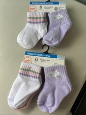 Wonder Nation Baby and Toddler Mid-Crew Socks, 6-Pack, Sizes 0M-6M