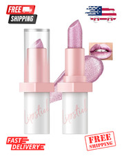 Metallic Pink Frost Glitter Lipstick, Long La...