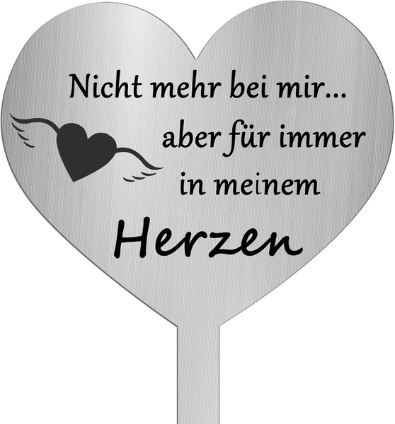 Herz Grabstecker Wetterfest Edelstahl Grabschmuck Grabdekoration-image