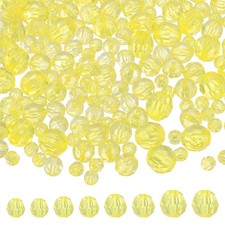 850 Pcs Acrylic Round Faceted Beads 6mm 8mm 10mm 12mm Loose Bead, Lemon Yellow