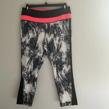 Active Life Womens Capri Leggings M Black/White Cropped Athletic Workout Gym